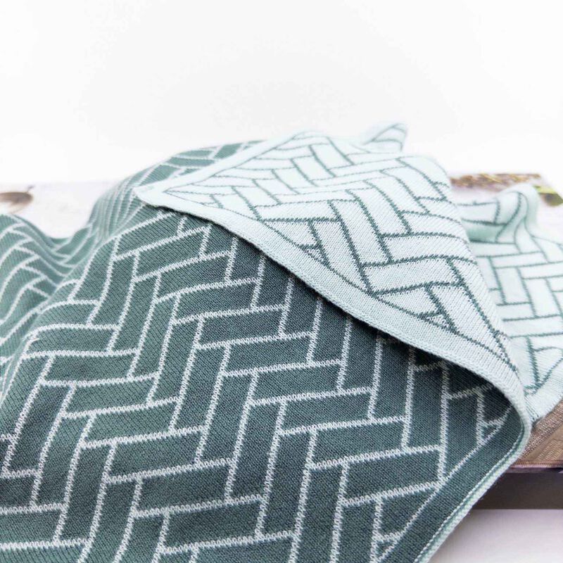 Ecovask The Ultimate Tea Towel - Sea Foam Herringbone image number 1